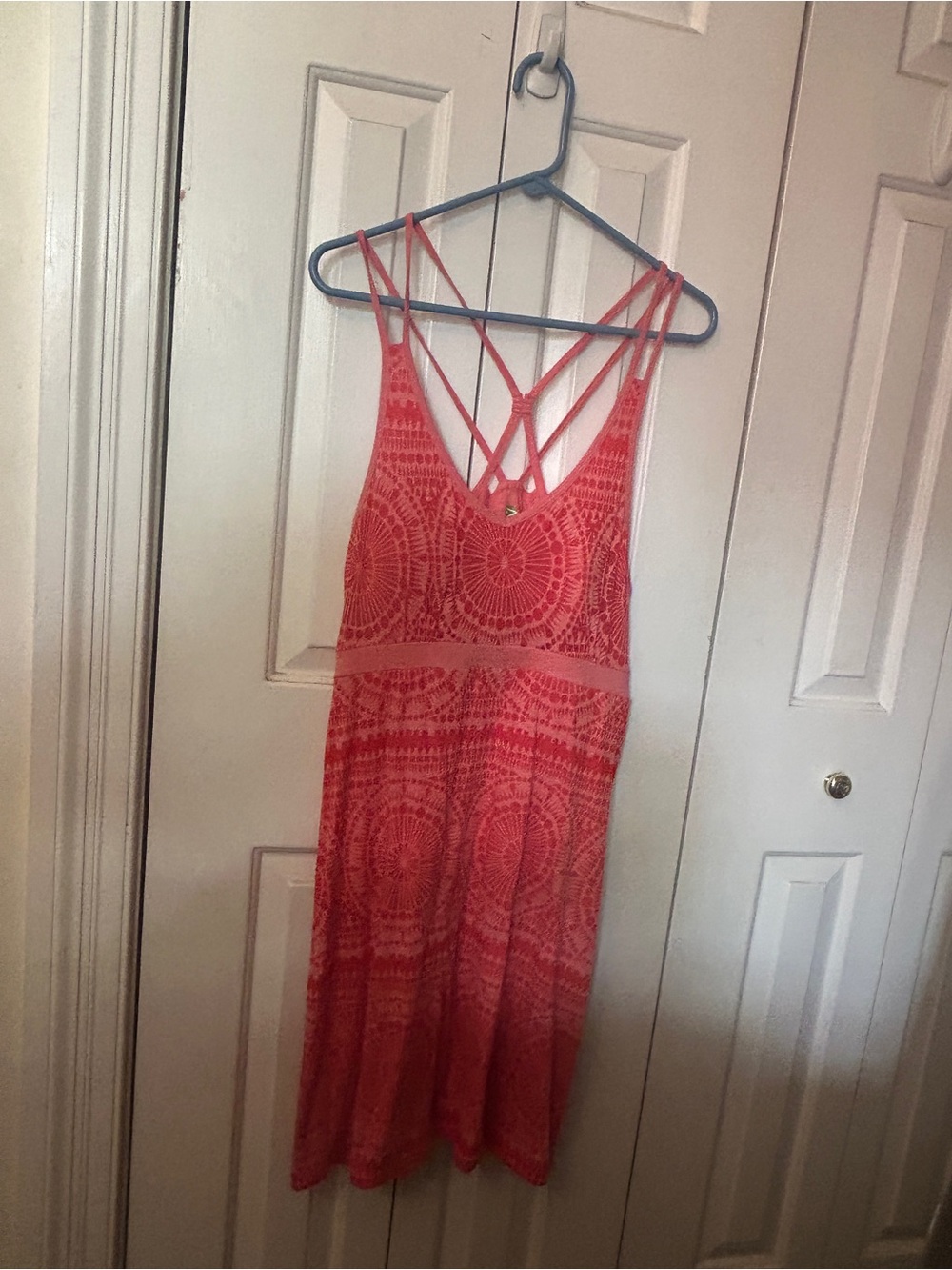 Dakini Peach Printed Dress size Large with Built in Bra